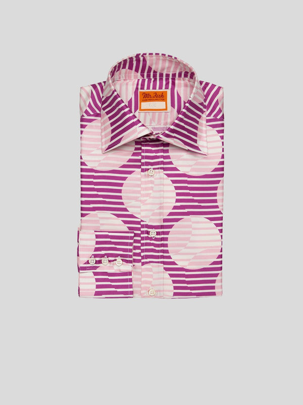pink abstract print silk shirt