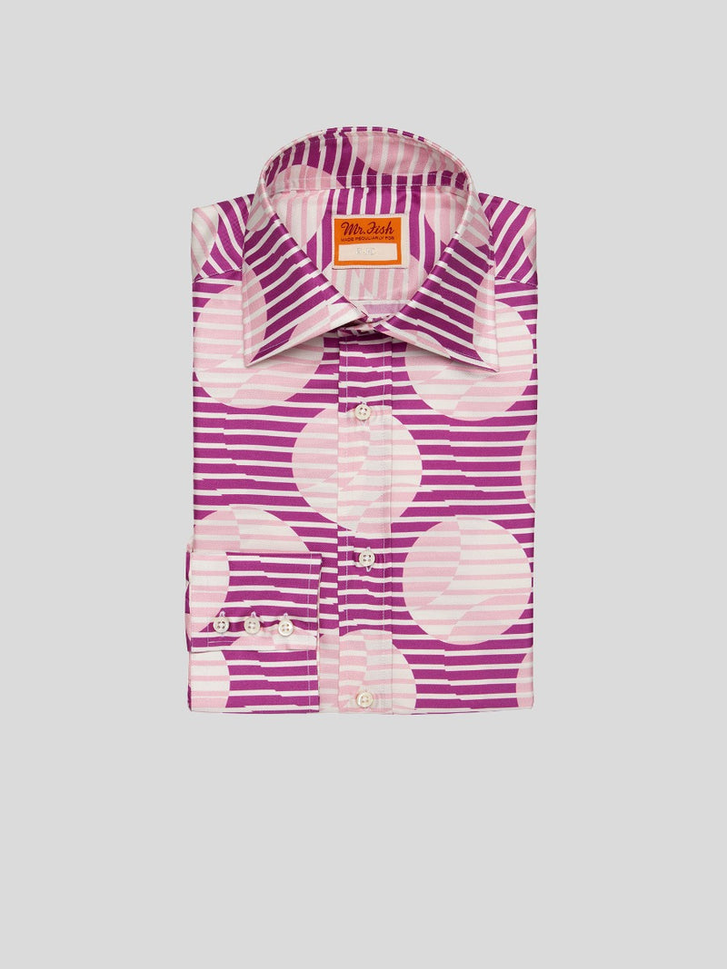 pink abstract print silk shirt