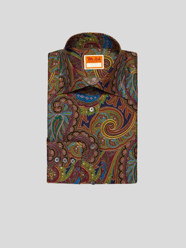multicolour paisley print silk shirt